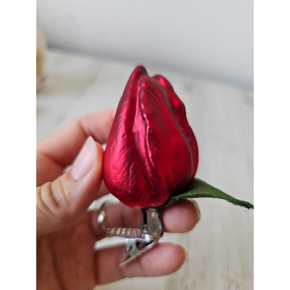 Owc ? Glass clip Rose vintage ornament tulip flowers Xmas tree - Picture 2 of 11